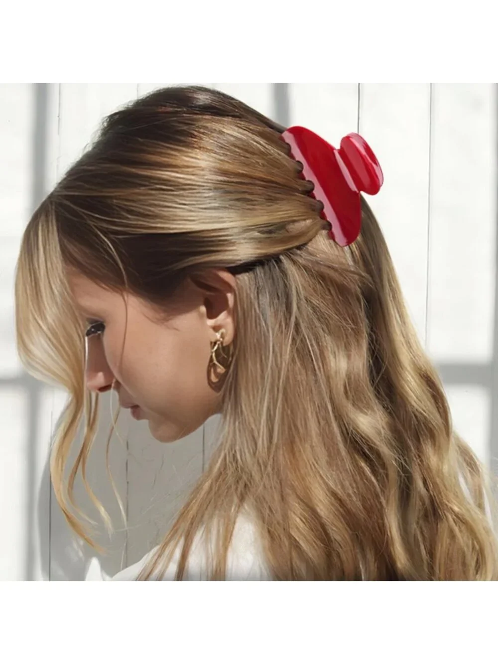 Cute Cherry Red Acetate Hair Claw Clip for Women, 3 Inch Durable Banana Clip